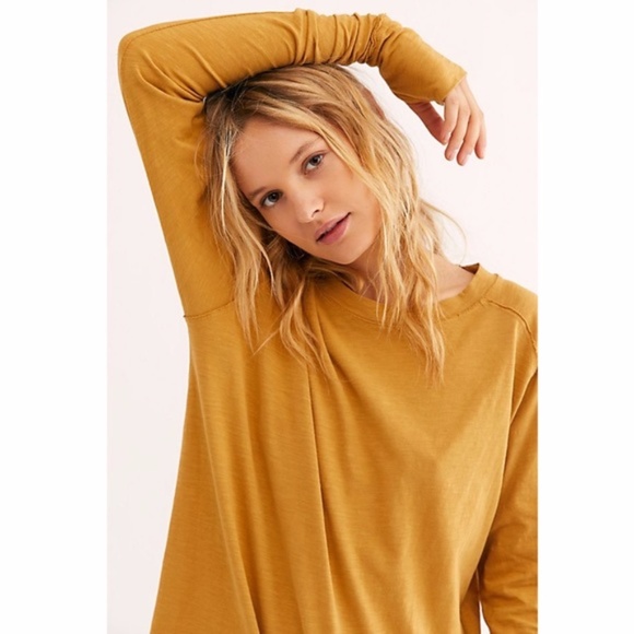 NWT FREE PEOPLE We The Free Arden Long Sleeve Tee - Trail (Mustard) - Picture 2 of 4